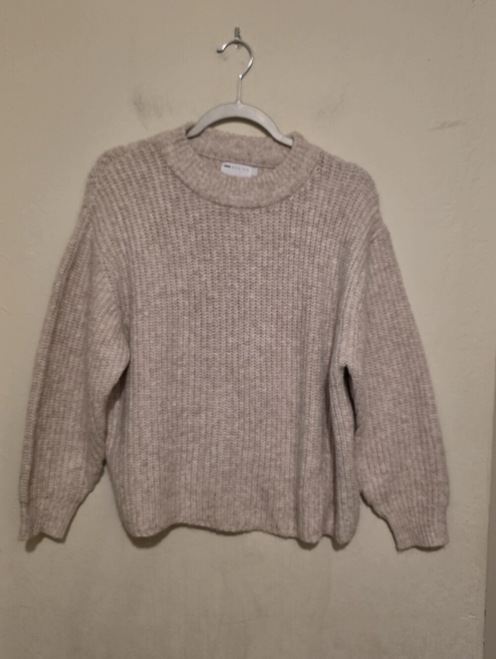 ASOS Design Cozy Ribbed Crewneck Sweater Beige Size Small